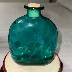 KNOBLER Glass of Spain Blown Small Blue Clear Glass Decanter